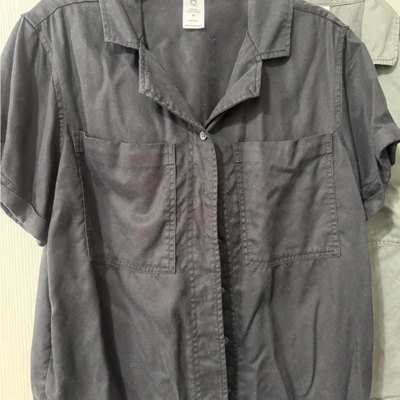 Tencel Camp Short Sleeve Button-Up Shirts - Black/Olive (2 shirts) - Picture 2 of 7